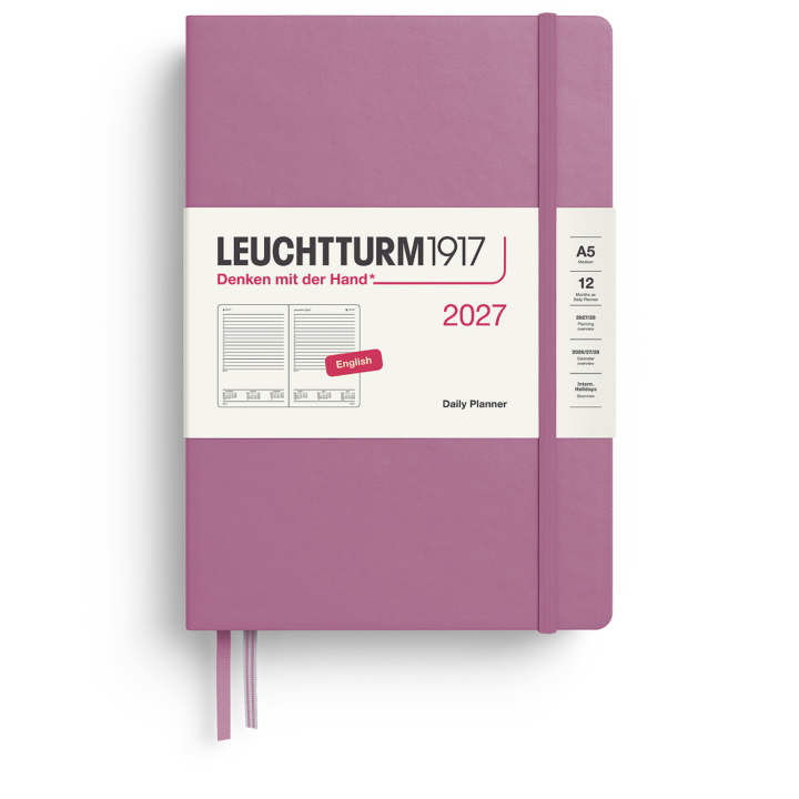 Kalender Daily Planner 2027 A5 Dusty Rose in der Gruppe Papier & Blöcke / Kalender und Terminkalender / 12 Monate Tageskalender bei Pen Store (137527)