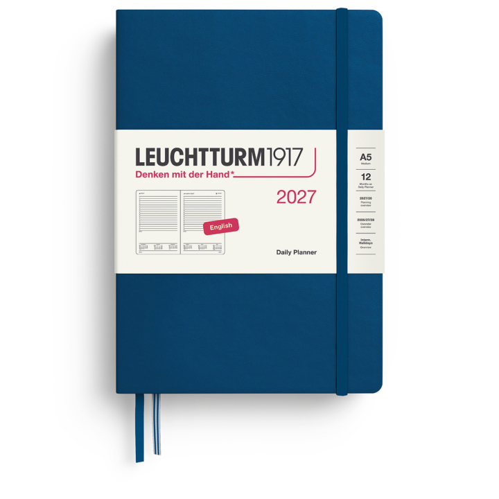 Kalender Daily Planner 2027 A5 Indigo in der Gruppe Papier & Blöcke / Kalender und Terminkalender / 12 Monate Tageskalender bei Pen Store (137532)