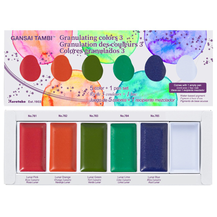 Gansai Tambi Akvarell 5er-set Granulating Colors 3 in der Gruppe Künstlerbedarf / Künstlerfarben / Aquarell / Aquarellfarbe im Napf bei Pen Store (137569)