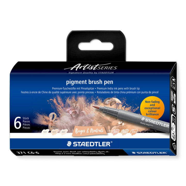 Pigment Arts Brush Pen 6-er Set Beige/Natural in der Gruppe Stifte / Künstlerstifte / Pinselstifte bei Pen Store (137616)