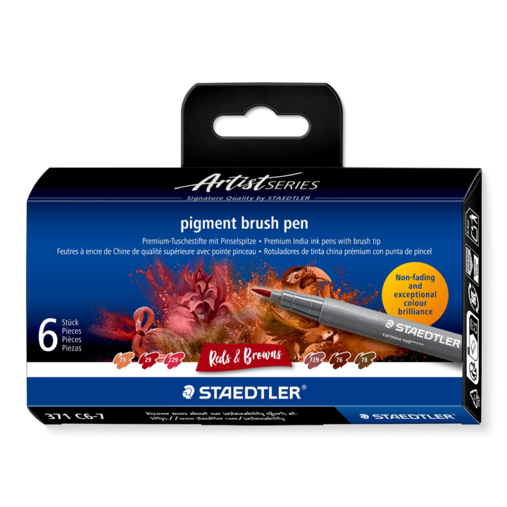 Pigment Arts Brush Pen 6-er Set Red/Brown in der Gruppe Stifte / Künstlerstifte / Pinselstifte bei Pen Store (137617)