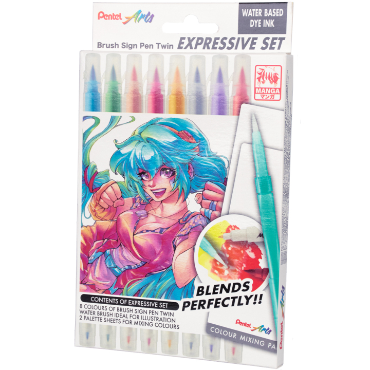 Brush Sign Pen Twin Expressive Set Manga in der Gruppe Stifte / Künstlerstifte / Pinselstifte bei Pen Store (137669)