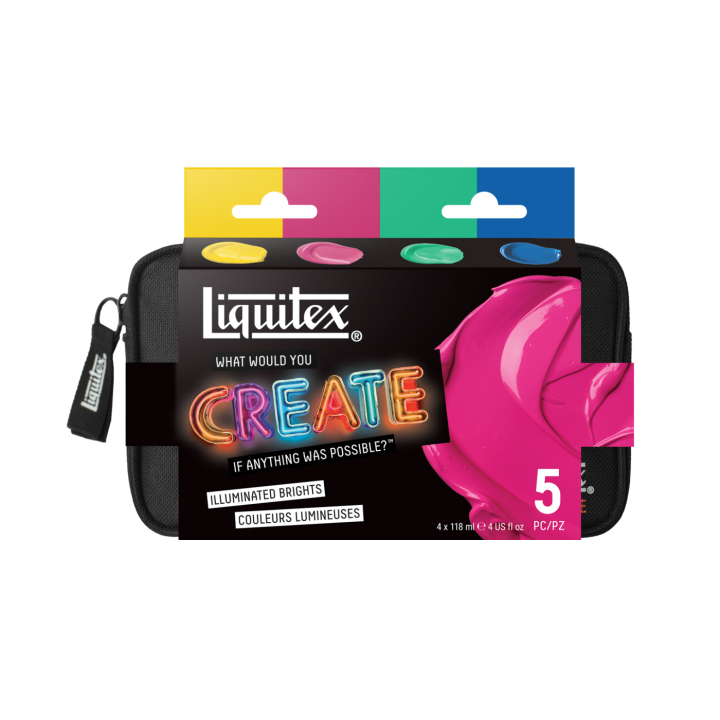 Acrylfarbe Basics Illuminated Brights Set 4 x 118 ml in der Gruppe Künstlerbedarf / Künstlerfarben / Acrylfarbe bei Pen Store (137833)