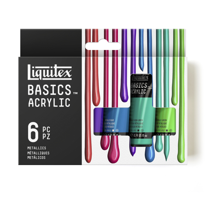Acrylfarbe Basics Metallic Set 6x22 ml in der Gruppe Künstlerbedarf / Künstlerfarben / Acrylfarbe bei Pen Store (137836)