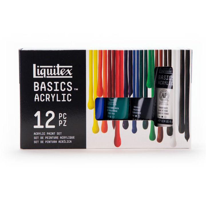 Acrylfarbe Basics Set 12x22 ml in der Gruppe Künstlerbedarf / Künstlerfarben / Acrylfarbe bei Pen Store (137850)