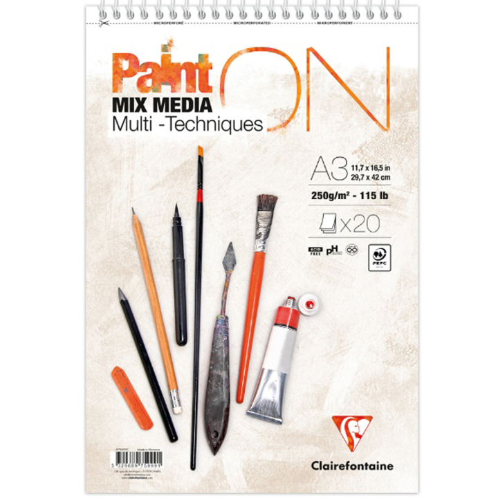 Paint'ON Multi-Technik Spiralblock A3 in der Gruppe Papier & Blöcke / Künstlerblöcke / Mischtechnikblock bei Pen Store (137967)