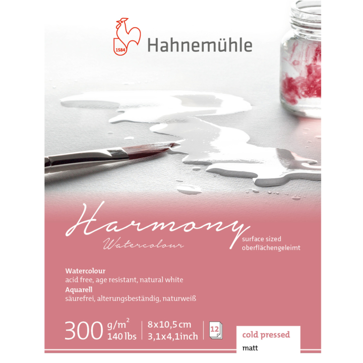 Aquarellpapier Harmony 300g Matt 8 x 10,5 cm in der Gruppe Papier & Blöcke / Künstlerblöcke / Aquarellpapier bei Pen Store (137997)