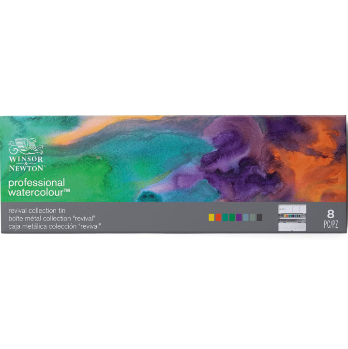 Professional Aquarellfarbe 1/2 Näpfchen Revival 8er-Set + 16 leere Näpfchen in der Gruppe Künstlerbedarf / Künstlerfarben / Aquarell / Aquarellfarbe im Napf bei Pen Store (137998)