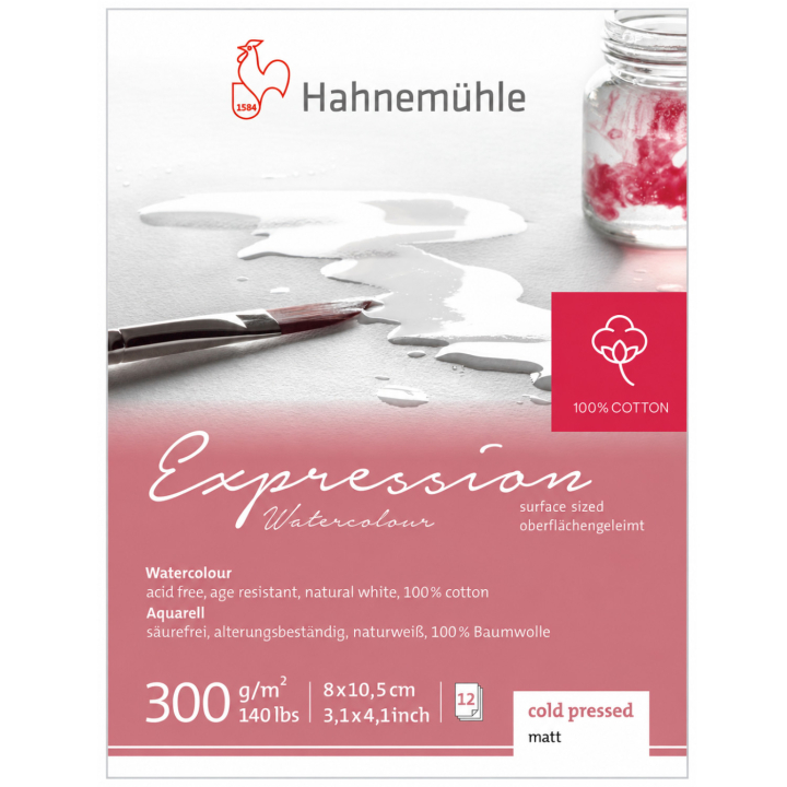 Aquarellpapier Expression 300 g Matt 8 x 10,5 cm in der Gruppe Papier & Blöcke / Künstlerblöcke / Aquarellpapier bei Pen Store (138011)