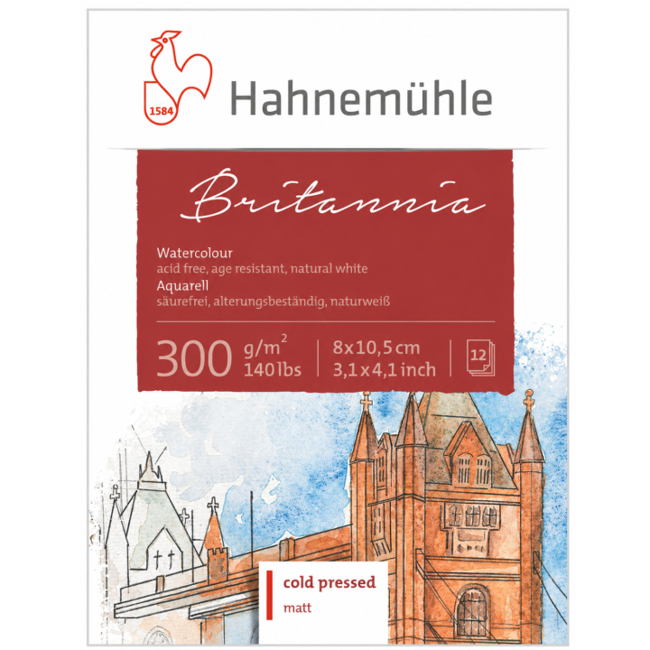 Aquarellpapier Britannia 300 g Matt 8 x 10,5 cm in der Gruppe Papier & Blöcke / Künstlerblöcke / Aquarellpapier bei Pen Store (138013)