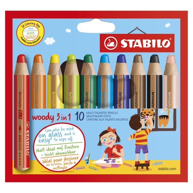 Woody 3-in-1-Buntstifte 10er-Set (ab 3 Jahren)