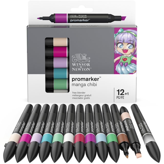 ProMarker 12er-Set + Blender (Manga Chibi)