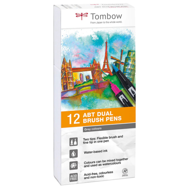 ABT Dual Brush Stift 12er-Set Grey