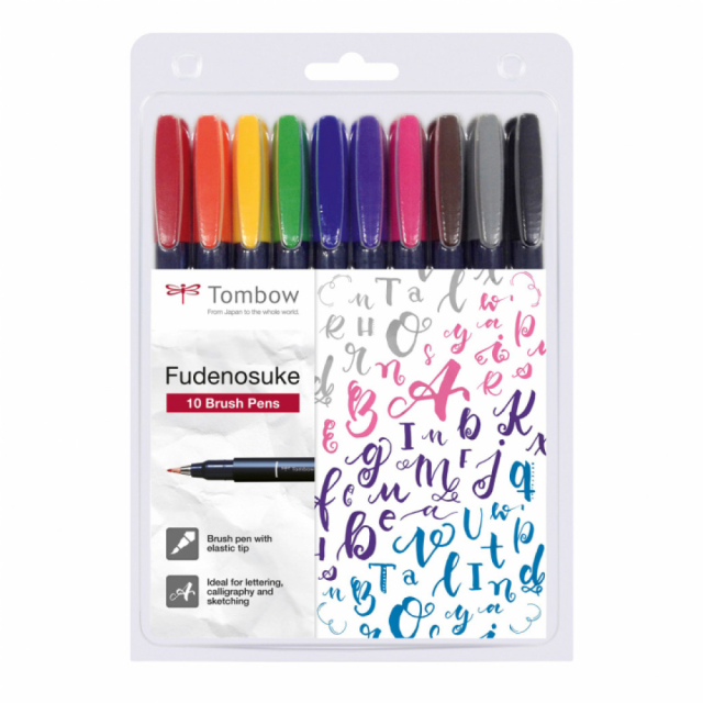Kalligrafiestift Fudenosuke Harte Pinselspitze 10er-Pack