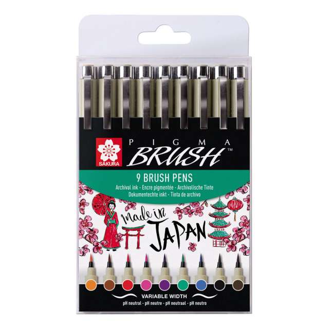 Pigma Micron Brush Color 9er-Pack