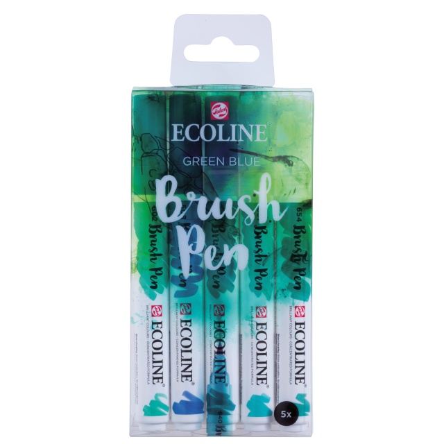 Ecoline Brush Pen Green Blue 5er-Set