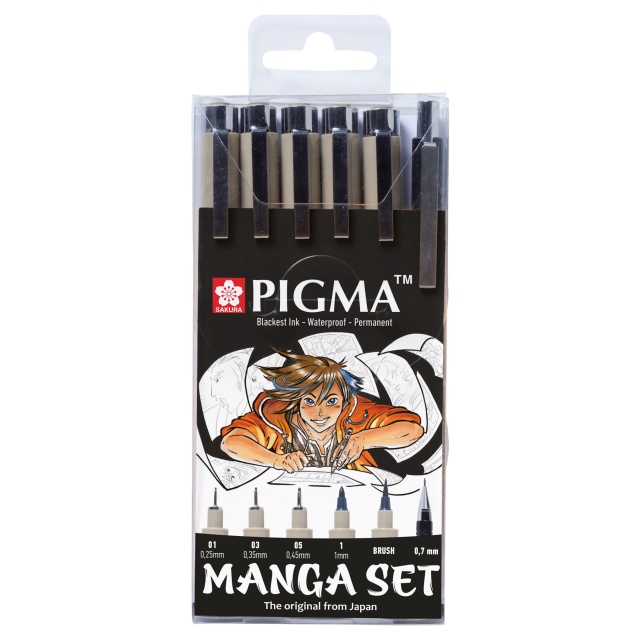 Manga Tool Pigma Micron Black 6er-Set