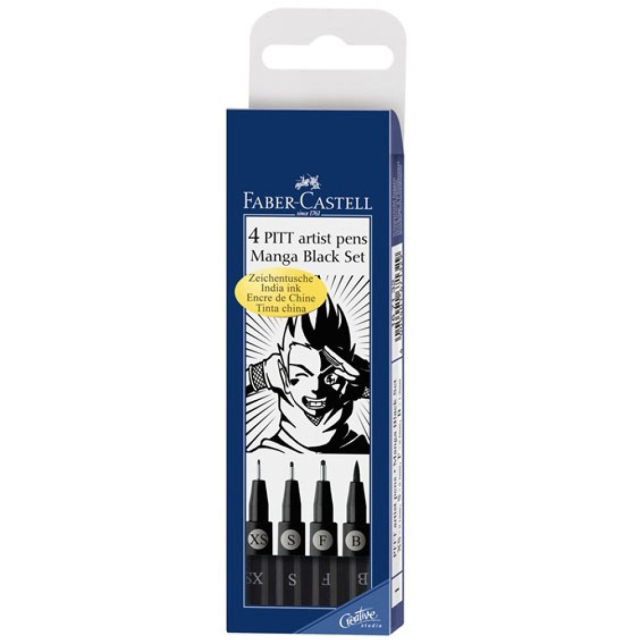 PITT Artist Pens Manga 4er-Etui Black