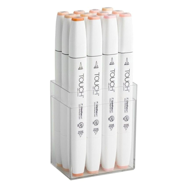 Twin Brush Marker, 12er-Set, Hautfarben