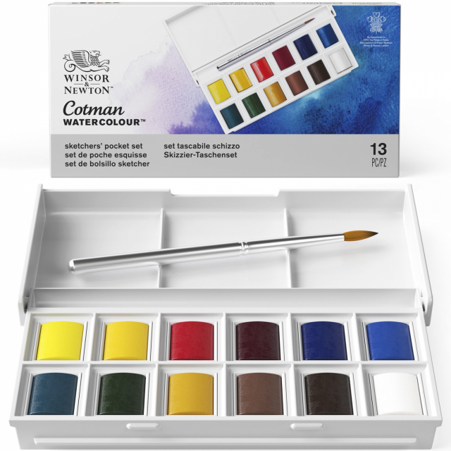 Cotman Aquarellfarbe Sketchers Pocket Box 12 1/2-Näpfe