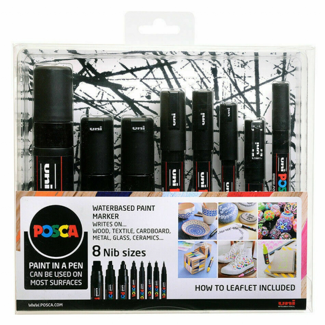 Posca Marker Black - Set of 8