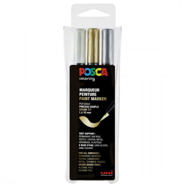 Posca Brush PCF-350 Metallic 3er-Set
