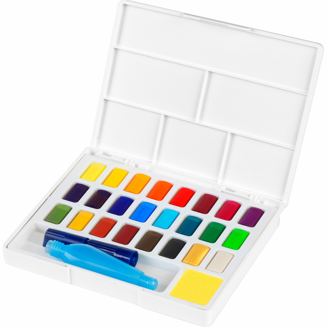 Aquarell-Set 24 Farben + Wasserpinsel