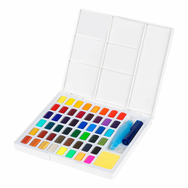 Aquarell-Set 48 Farben + Wasserpinsel