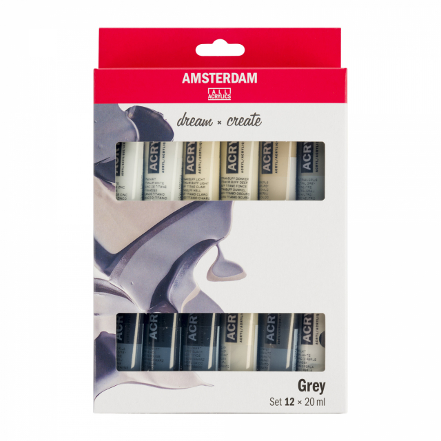 Amsterdam Acrylfarbe Grey Set 12 × 20 ml