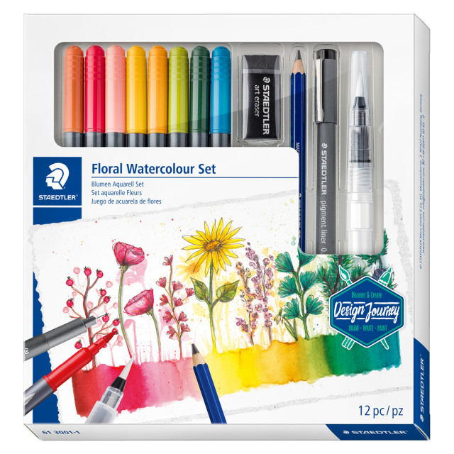 Floral Aquarell-Set 12 Stück