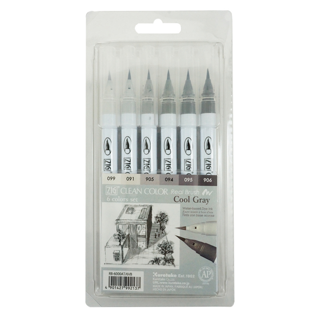 Clean Color Real Brush 6-pack Cold gray