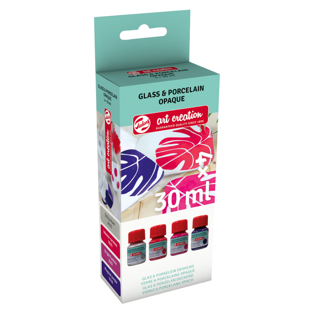 Glass und Porzellan Farbe Deckend Set 4 x 30 ml Rosa Silber