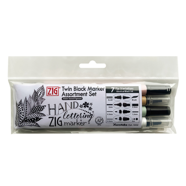 Twin Tip Marker Schwarz 4er-Set