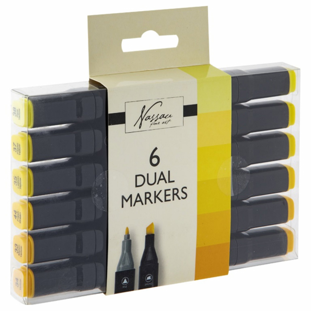 Dual-tip Markers 6-set Gelb