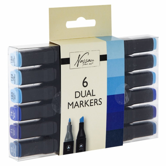 Dual-tip Markers 6-set Blau