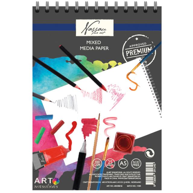 Skizzenbuch Mixed Media Papier A5 25 Blatt