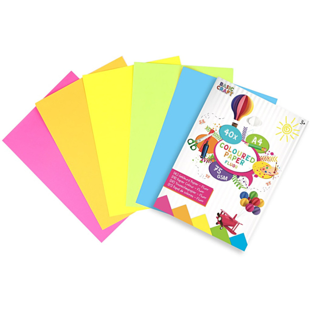 Farbiges Papier Fluo A4 40 Blatt