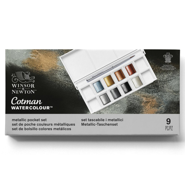 Cotman Aquarellfarbe Metallic Set 8 ½ - Näpfe