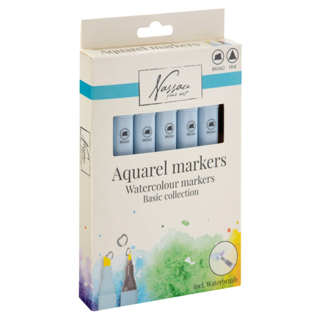 Watercolour Marker Set Dual Tip, 6 tlg Basic