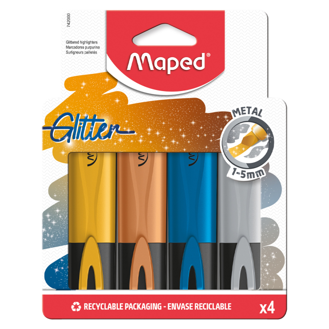 Textmarker Glitter Metallic 4er-Pack