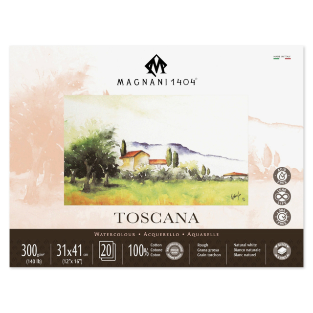 Aquarellpapier Toscana 100% Baumwolle 300g Rough 31x41cm 20 Sheets