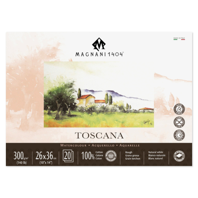 Aquarellpapier Toscana 100% Baumwolle 300g 26x36cm 20 Sheets