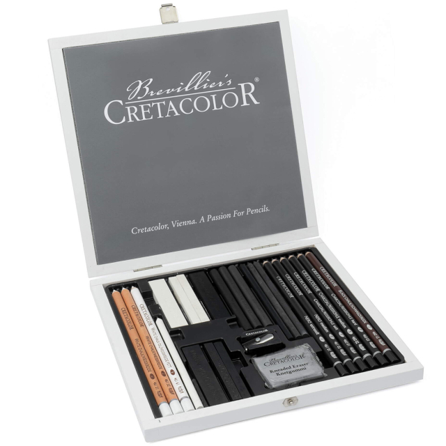 Black & White Box Zeichnungssatz Holzkiste 25 Stk