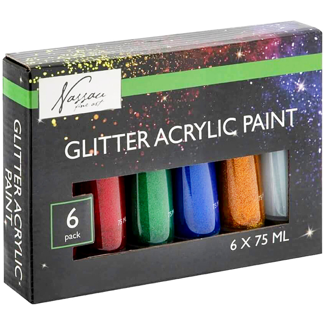 Acrylfarbe Glitter Set 6x75 ml