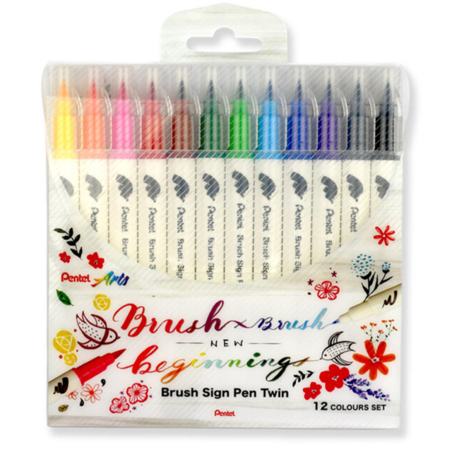 Brush Sign Pen Twin 12 stk