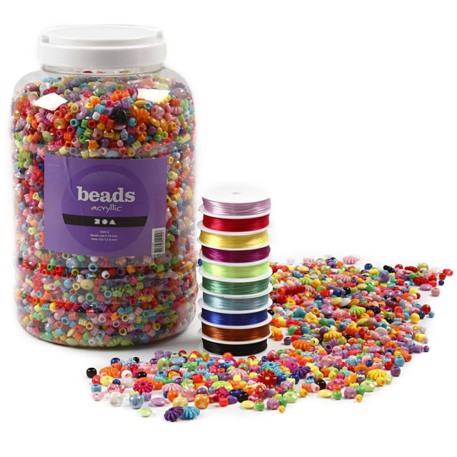 Kunststoffperlen und Elastisches Schmuckband Großpackung