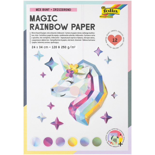 Farbwechselpapier/-karton Magic Rainbow 12 Blatt