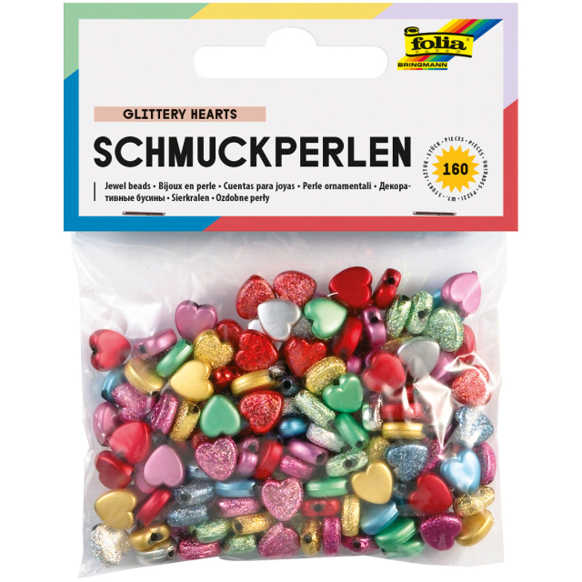 Schmuckperlen Glittery Hearts 160er-Pack