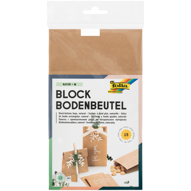 Blockbodenbeutel M Natur 15er-Pack