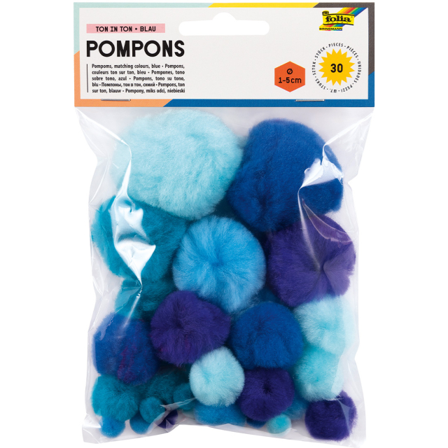 Pompons Blau 30er-Pack